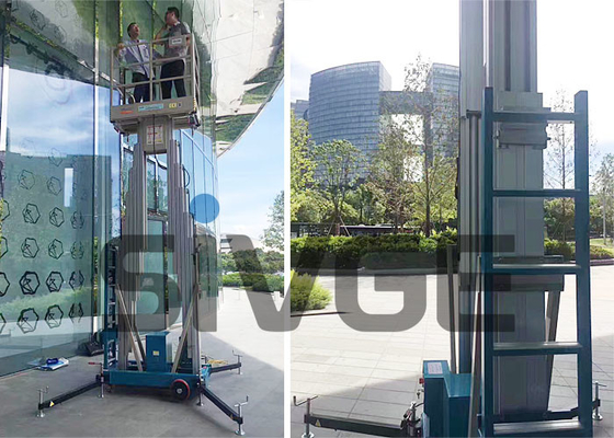 12 m Aluminum Alloy vertical mast lift manlift double mast lift vertical platform lift aerial work platform
